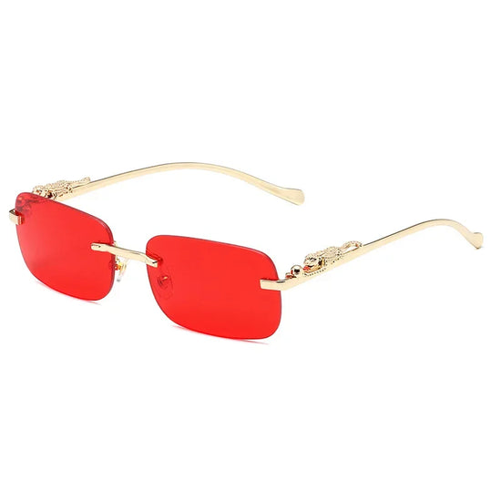 Leopard Vintage Rimless Square Sunglasses Frameless Shades UV400