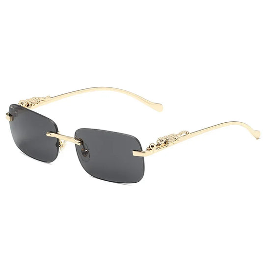 Leopard Vintage Rimless Square Sunglasses Frameless Shades UV400