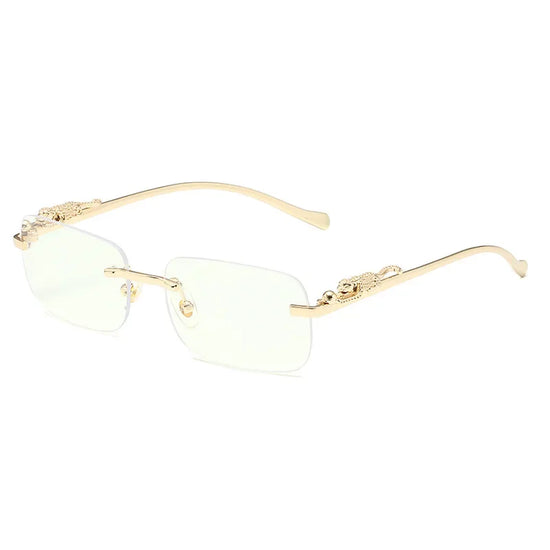 Leopard Vintage Rimless Square Sunglasses Frameless Shades UV400