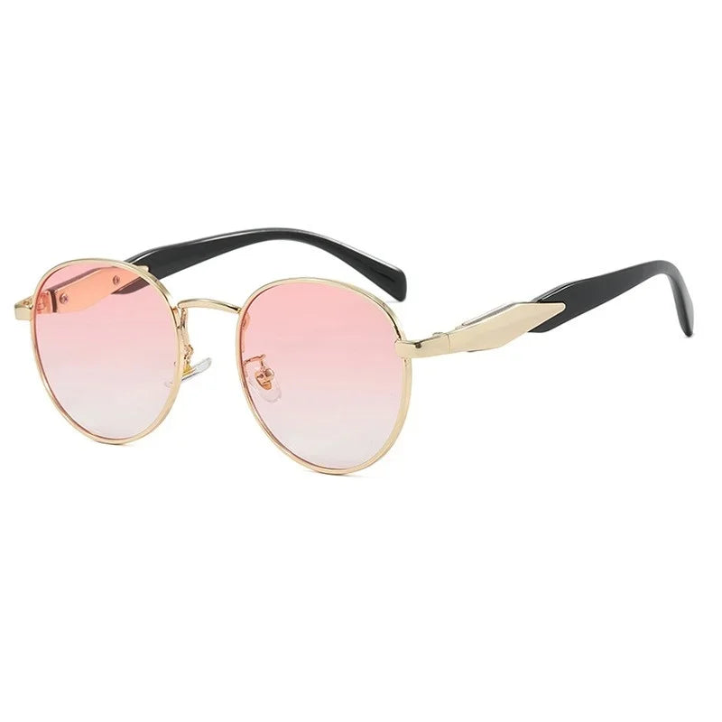 Vintage Round Metal Sunglasses Women New Fashion Retro Sun Glasses Female Brand Designer Ins Trendy Eyewear Male UV400