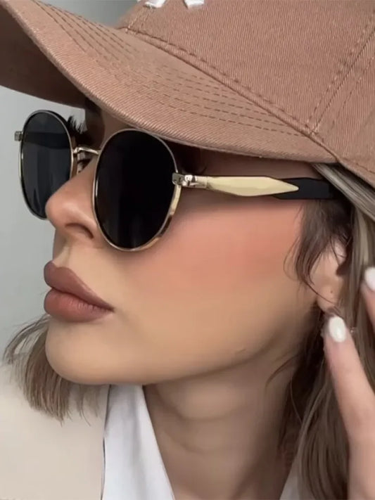 Vintage Round Metal Sunglasses Women New Fashion Retro Sun Glasses Female Brand Designer Ins Trendy Eyewear Male UV400