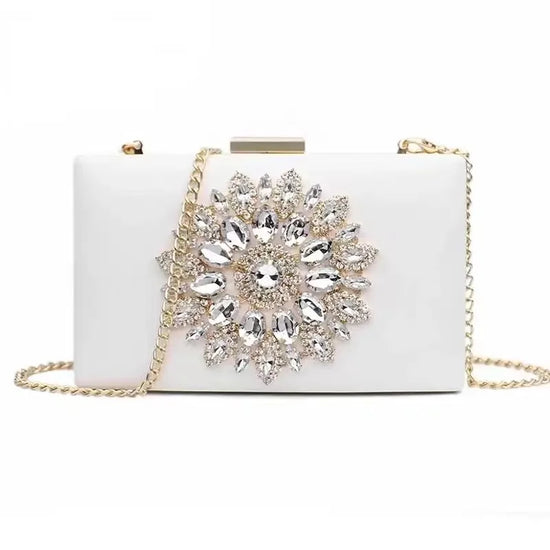 Women Clutch Bag Wedding Purse Bridal Evening Crystal Summer Bags for Women Small Cross body Bags White